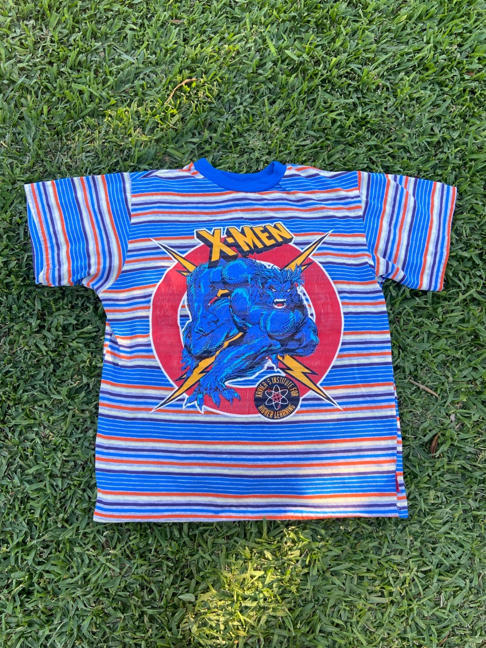 Vintage 1994 X-Men Mutant Gear Striped Graphic Beast Tee